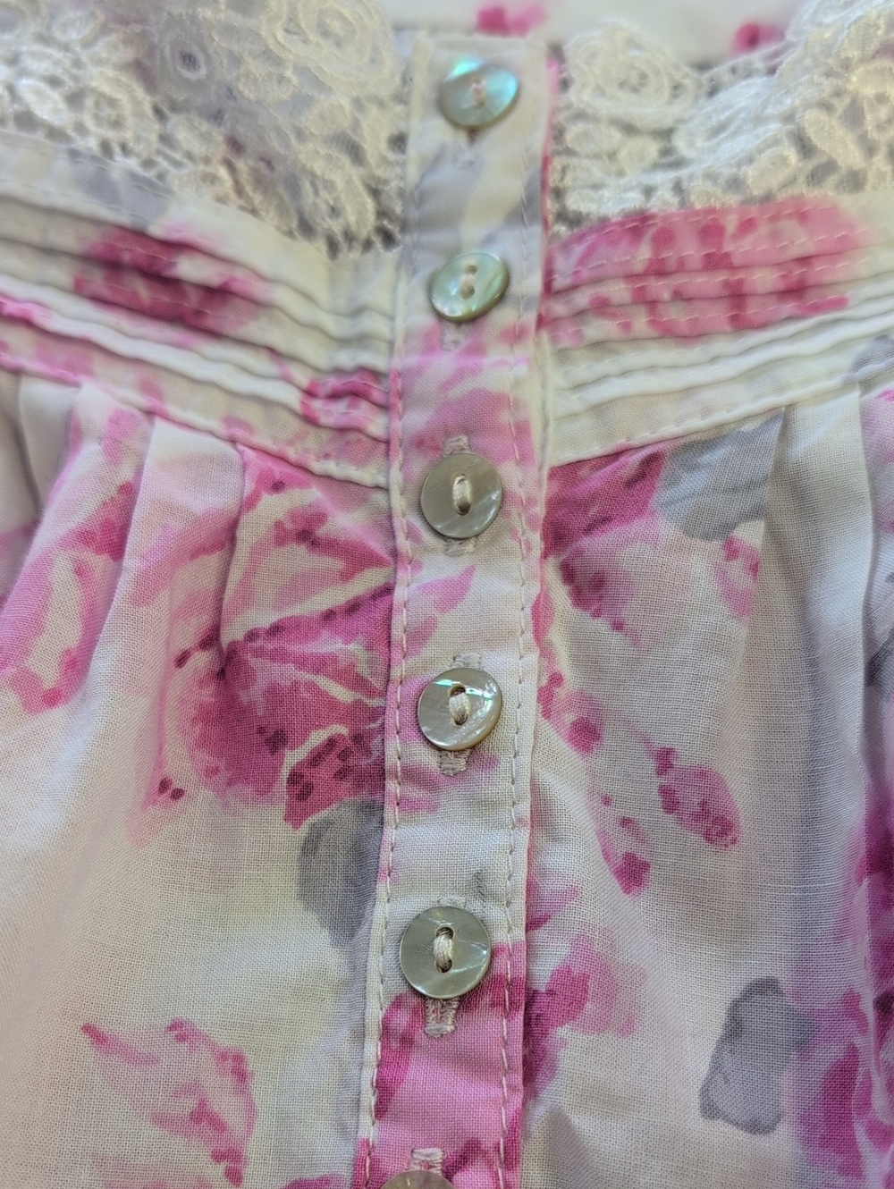 EILEEN WEST Cotton Floral Lace-Trim Button Front Traditional  Nightgown. XL - Picture 5 of 16